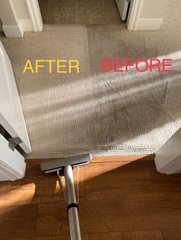 Before and after carpet cleaning